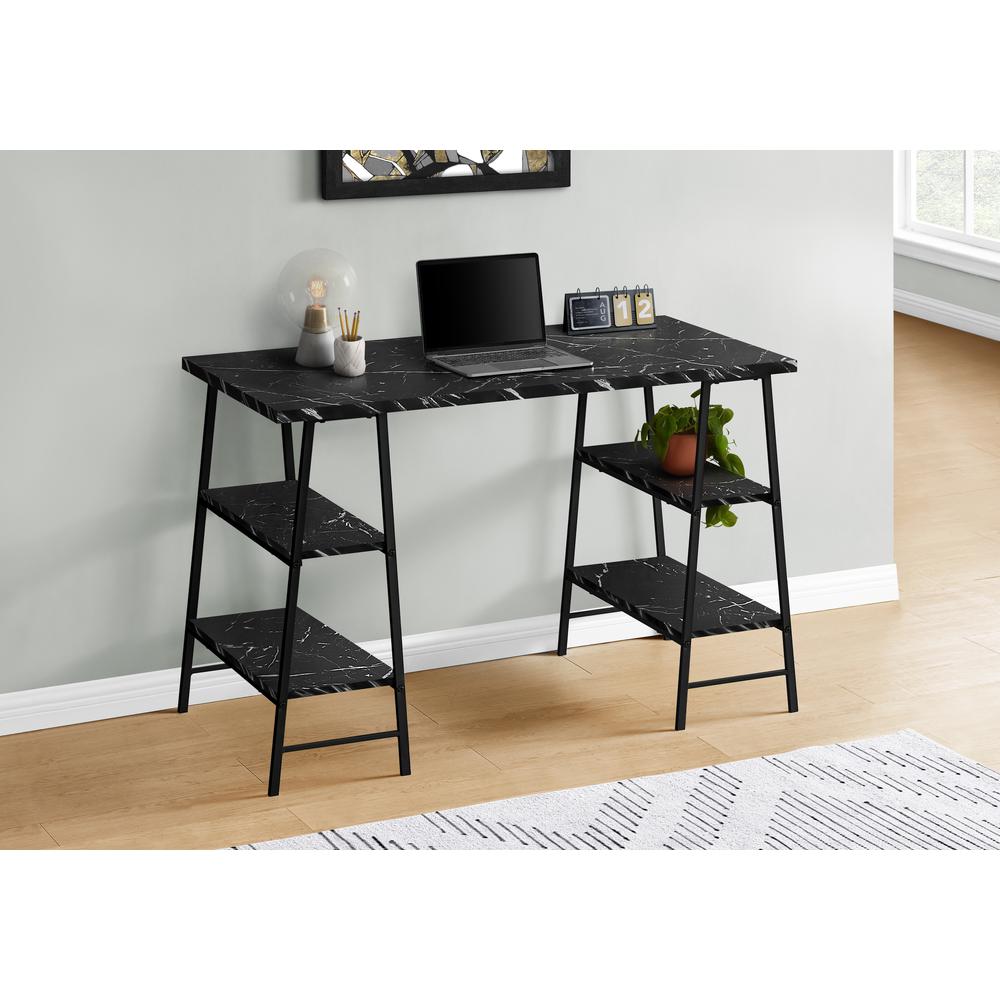 Barrington - Computer Desk Home Office Laptop Storage Shelves 48"L Work Black