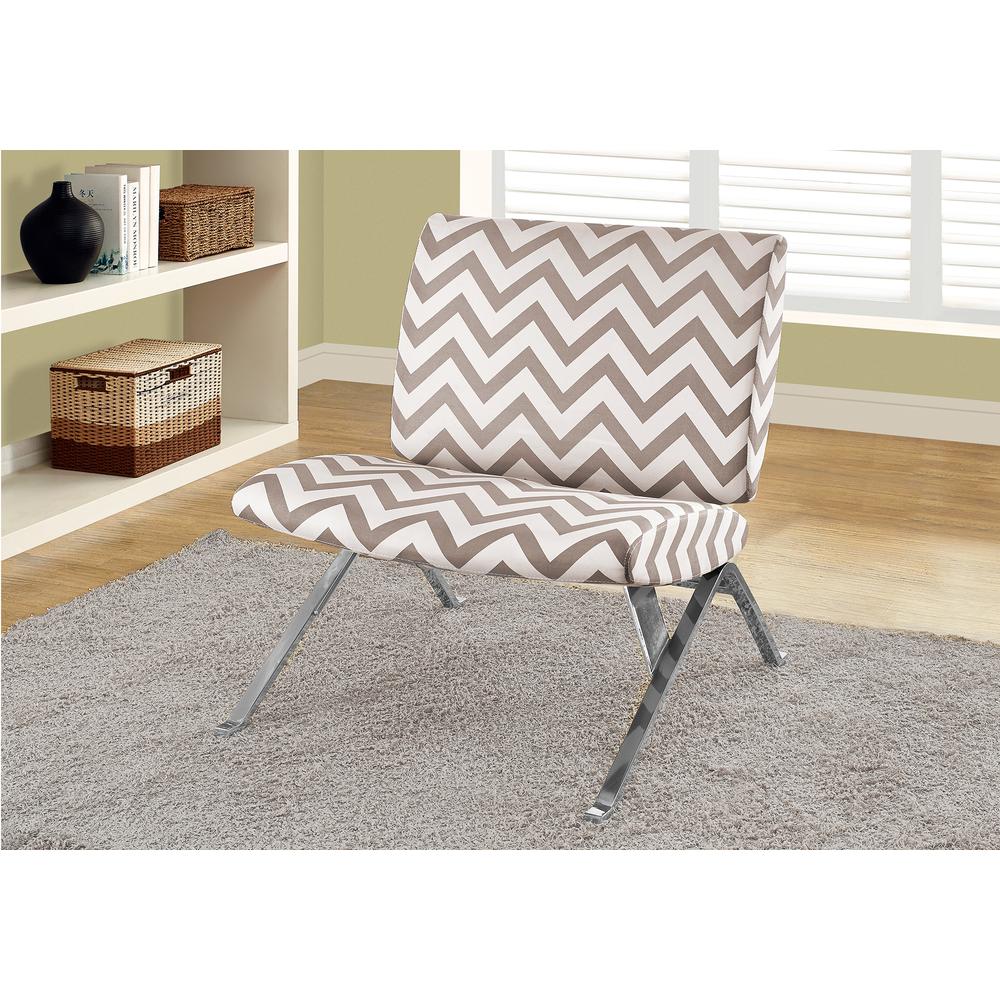 Lochlan - Accent Chair Upholstered Living Room Bedroom Brown Fabric Chrome Metal