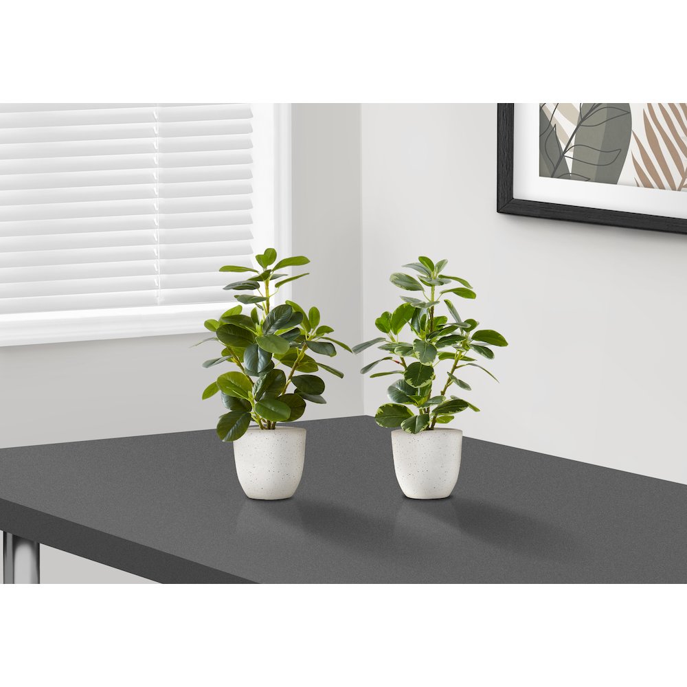Dericia - Artificial Plant 14" Tall Ficus Indoor Faux Fake Table Greenery