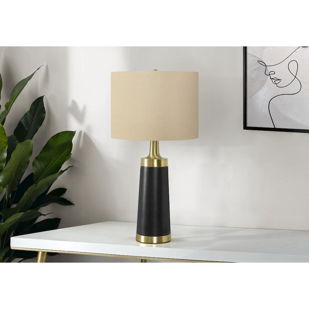 Nasim - Lighting 28"H Table Lamp Black Metal Beige Shade Contemporary