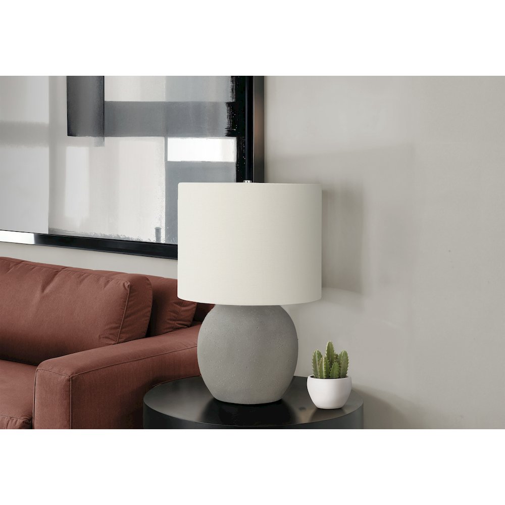 Didrika - Lighting 20"H Table Lamp Grey Concrete Ivory / Cream Shade