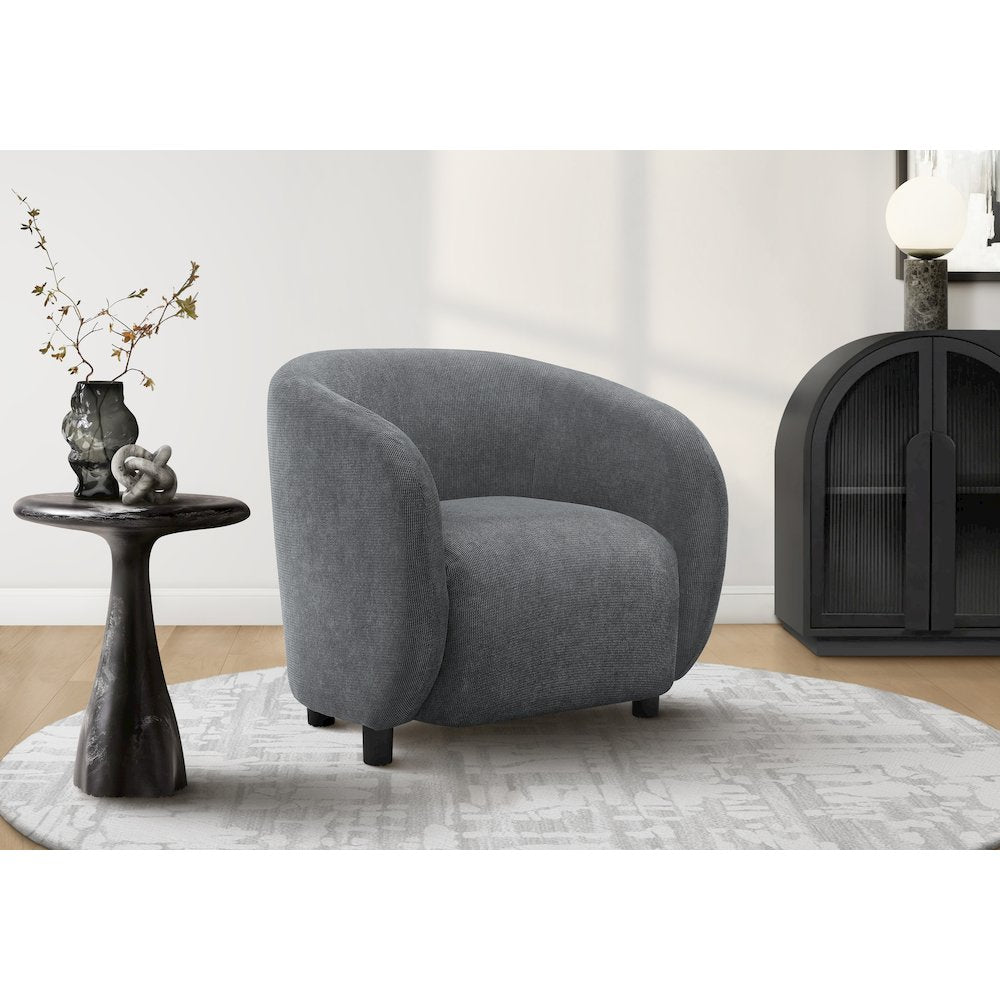 Accent Chair, 29"H, Upholstered, Living Room, Bedroom, Dark Grey Fabric, Black Legs, Contemporary, Modern