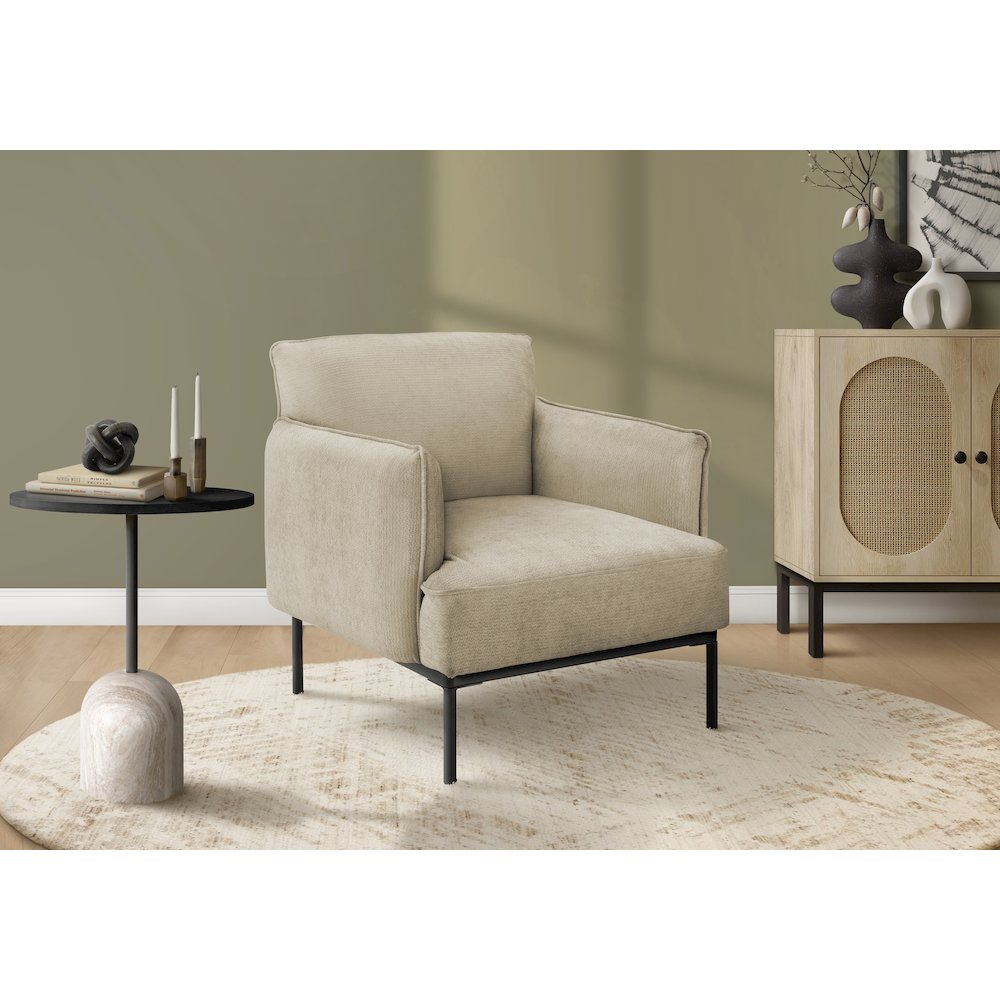 Accent Chair, 33" H, Upholstered, Living Room, Bedroom, Beige Fabric, Contemporary, Modern