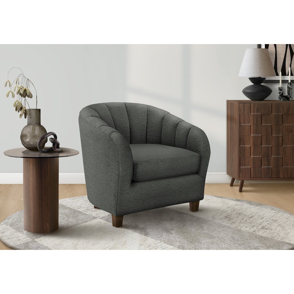 Accent Chair, 31"H, Upholstered, Living Room, Bedroom, Dark Grey Fabric, Contemporary, Modern, Transitional