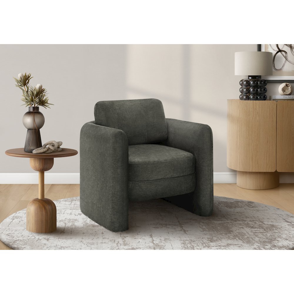 Accent Chair, 32"H, Upholstered, Living Room, Bedroom, Dark Grey Fabric, Contemporary, Modern