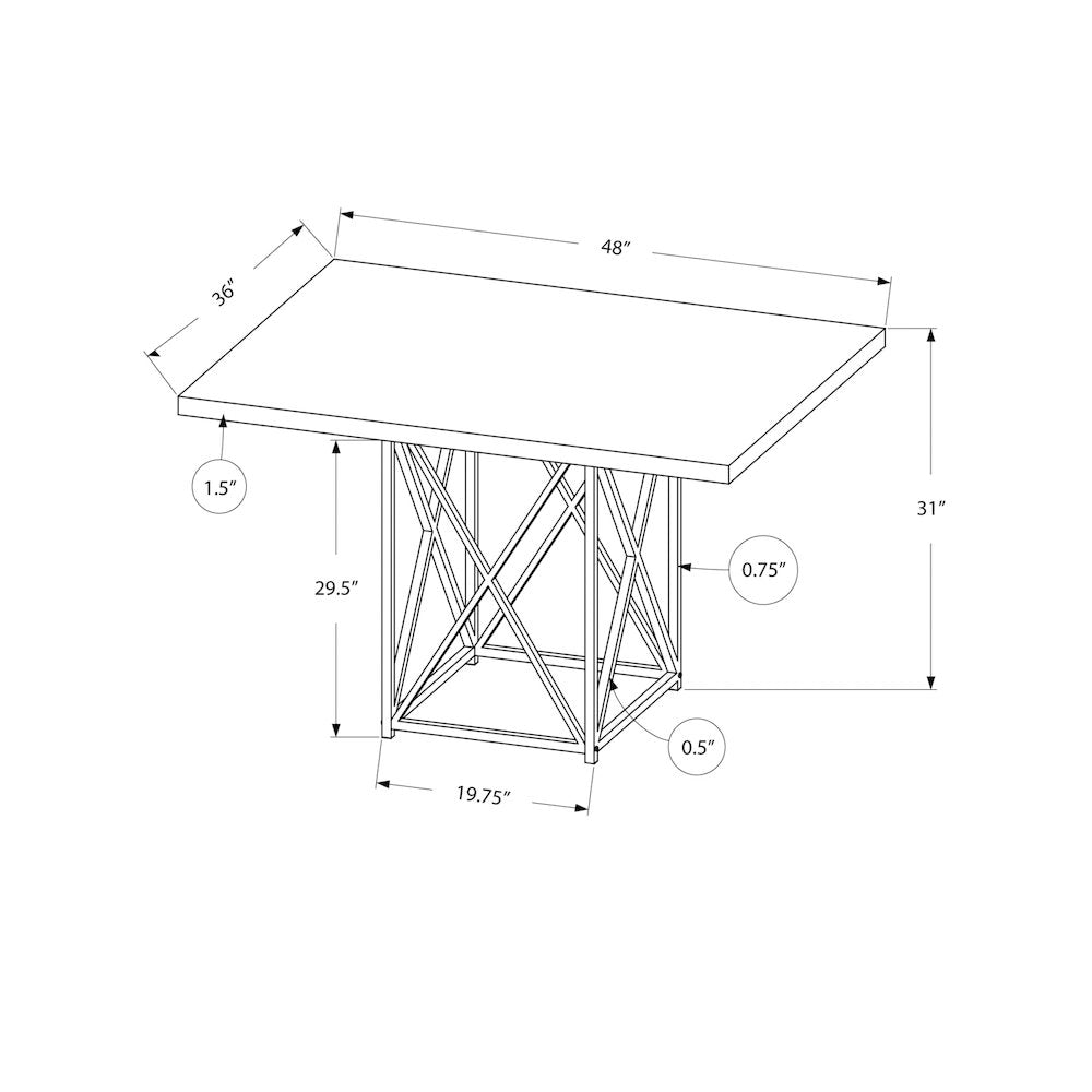 Nazario - Dining Table 48" Rectangular Small Kitchen Dining Room Grey Laminate