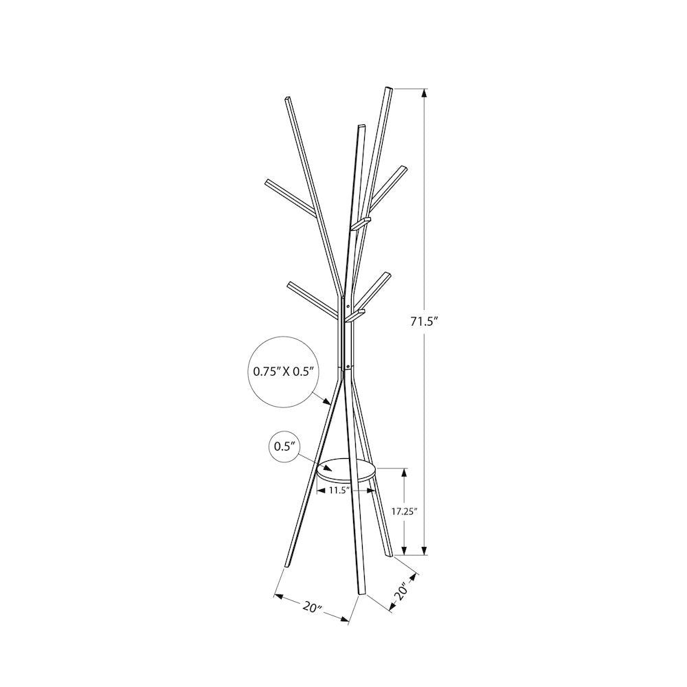 Leaf - Coat Rack 72"H Bedroom Entryway Hall Tree 6 Hooks White