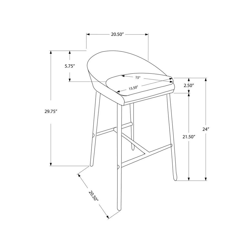 Accent - Bar Stool Set Of 2 Counter Height Kitchen Chrome Metal