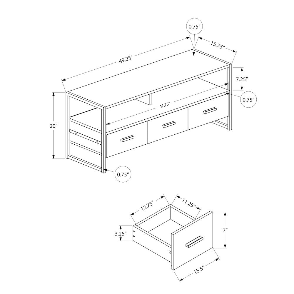 Goodwin - Tv Stand 48 Inch Console Media Entertainment Center Storage Drawers