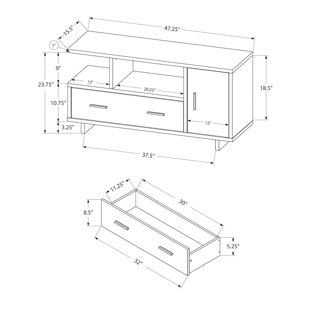 Warwick - Tv Stand 48 Inch Console Media Entertainment Center Storage Cabinet