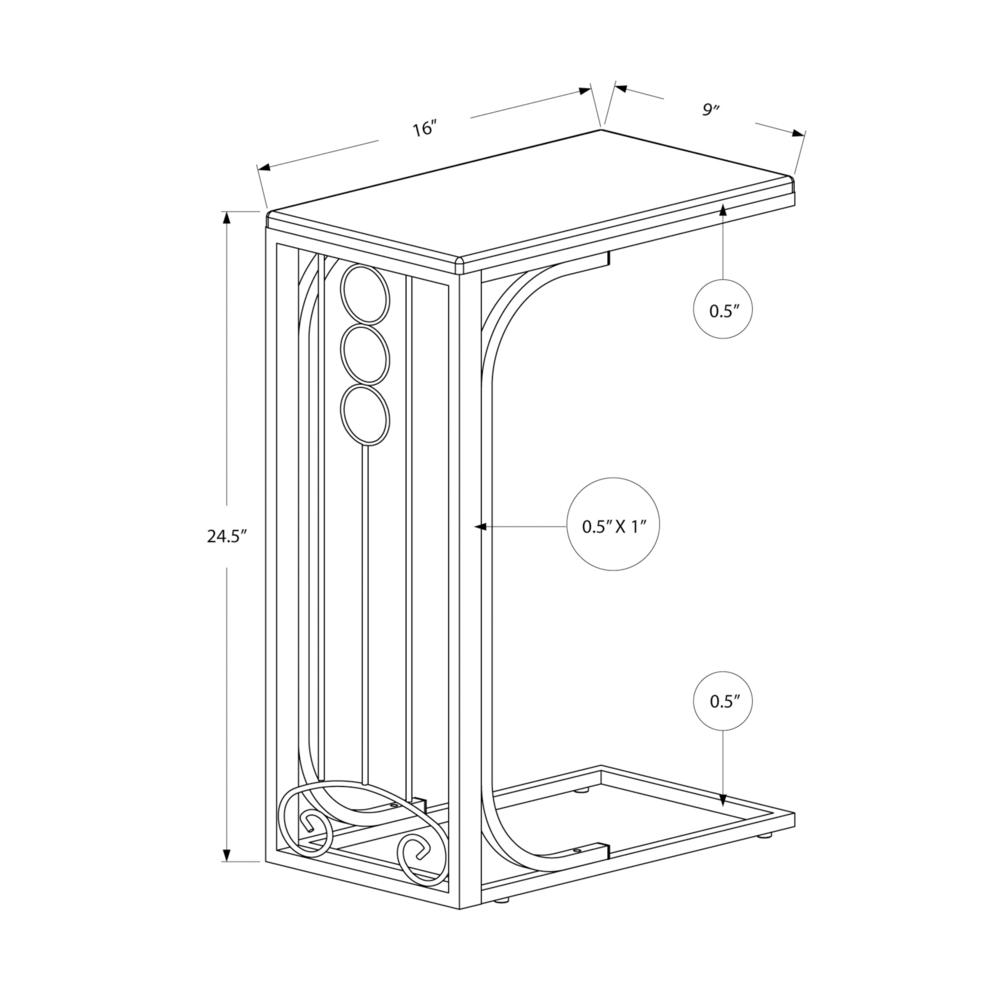 Leonice - Accent Table C-shaped End Side Snack Living Room Bedroom Black