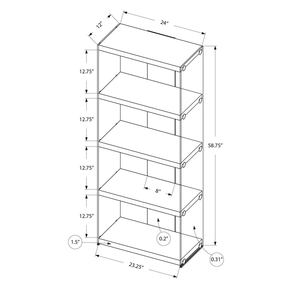 Marquetterie - Bookshelf Bookcase Etagere 5 Tier 60"H Office Bedroom Glossy White