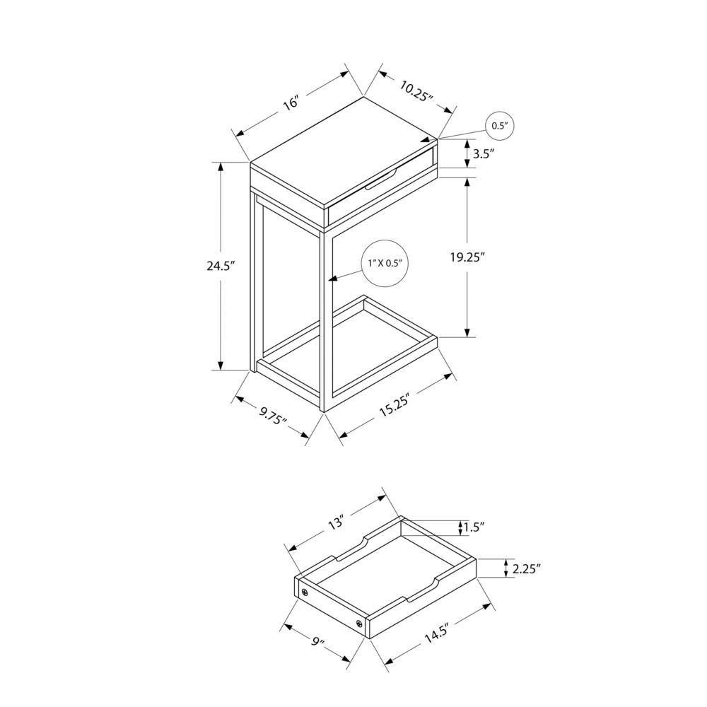 Alena - Accent Table C-shaped End Side Snack Storage Drawer Living Room