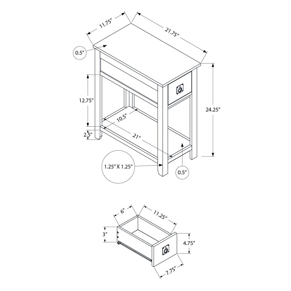 Renata - Accent Table End Side Table Nightstand Bedroom Narrow Storage Drawer