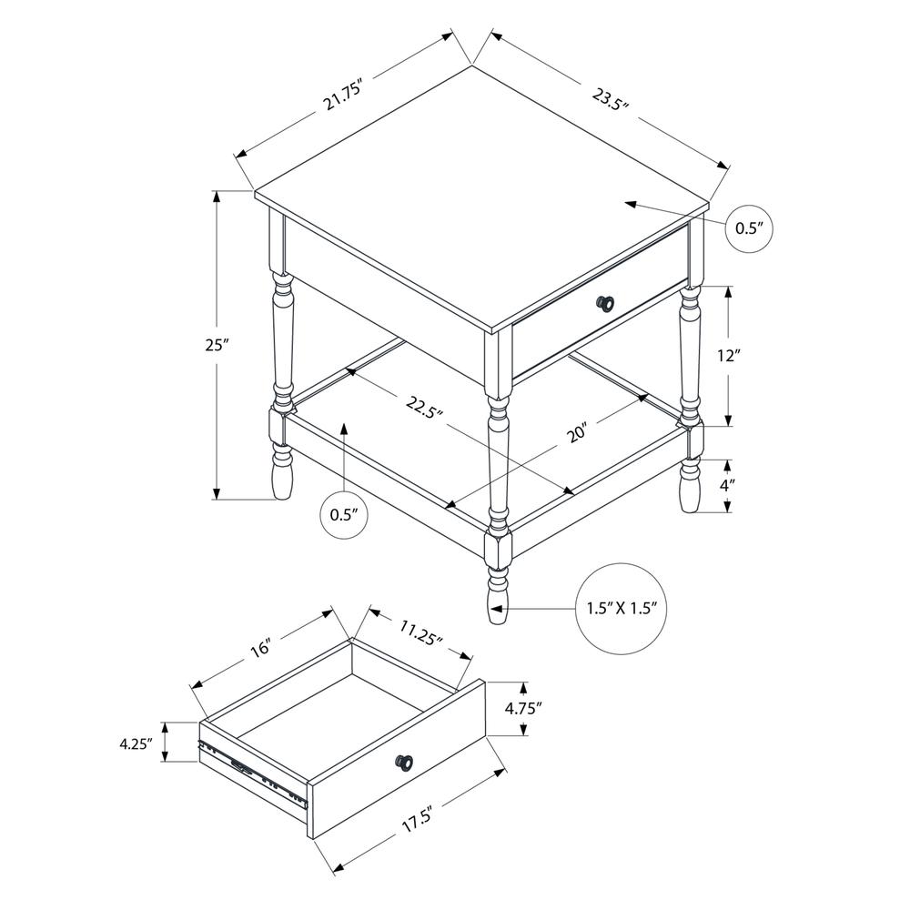 Nisa - Accent Table 2 Tier End Side Table Square Nightstand Bedroom