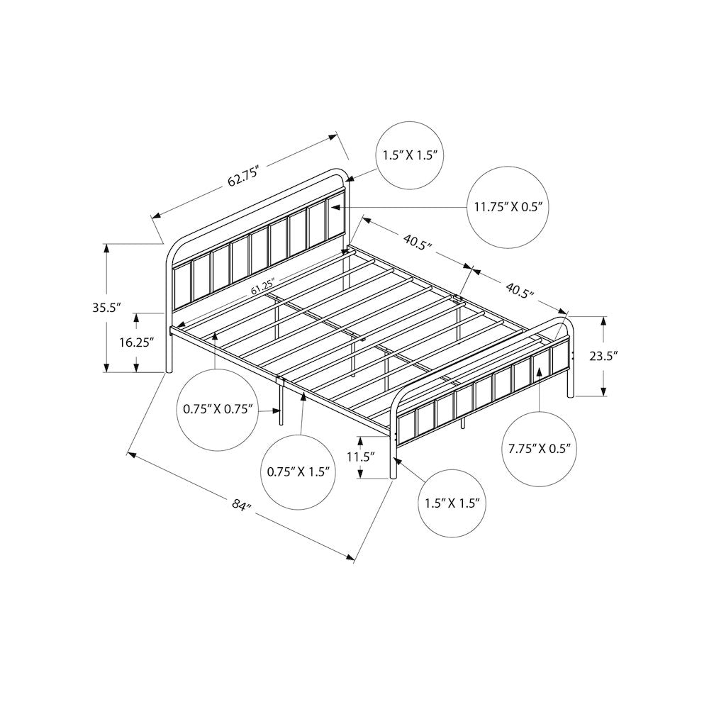 Devlin - Bed Queen Size Upholstered Bedroom Platform Bed Frame Only Grey