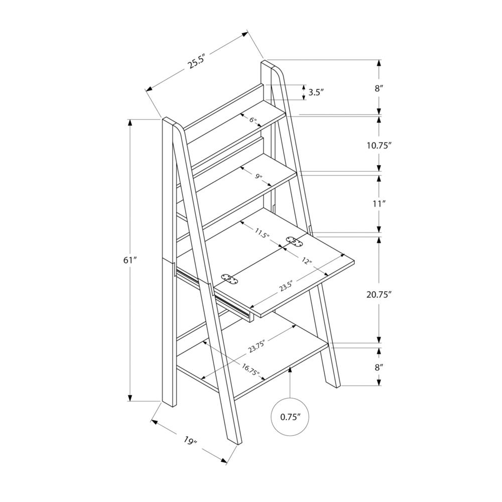 Lore - Computer Desk Home Office Laptop Leaning 61"H Work Storage Shelves