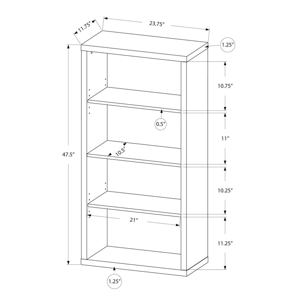 Jona - Bookshelf Bookcase Etagere 5 Tier 48"H Office Bedroom Brown Laminate
