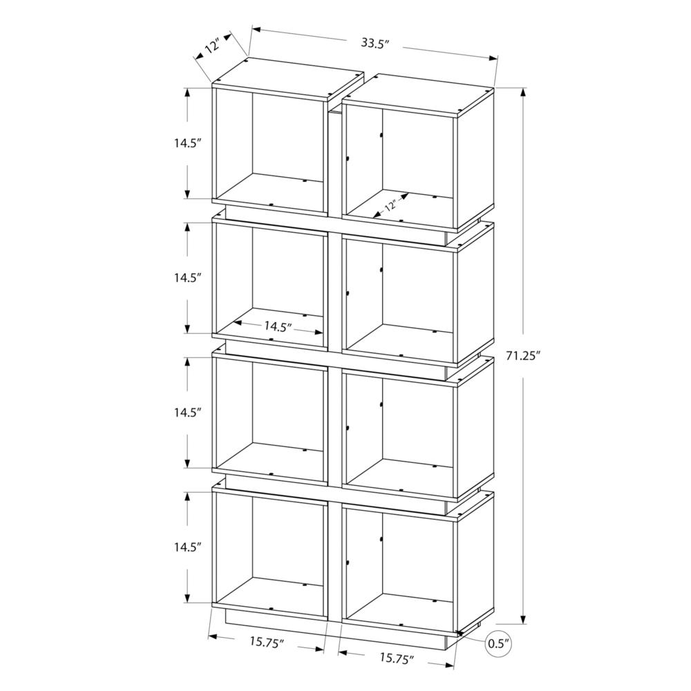 Cyrille - Bookshelf Bookcase Etagere 5 Tier 71"H Office Bedroom Grey And
