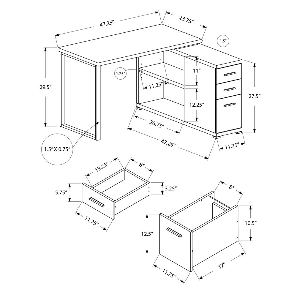 Nellie - Computer Desk Home Office Corner Left Right Set-up Storage Drawers
