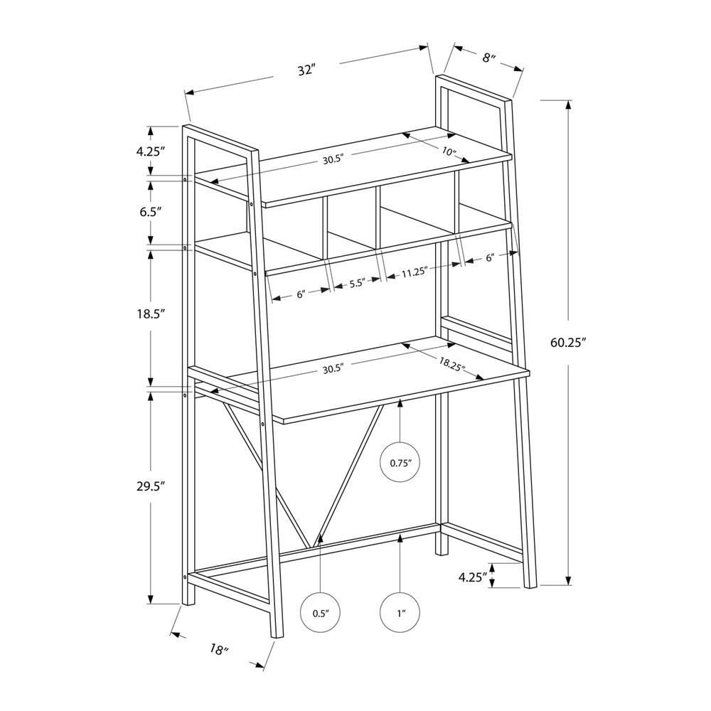 Wendell - Computer Desk Home Office Laptop Leaning Storage Shelves Work White