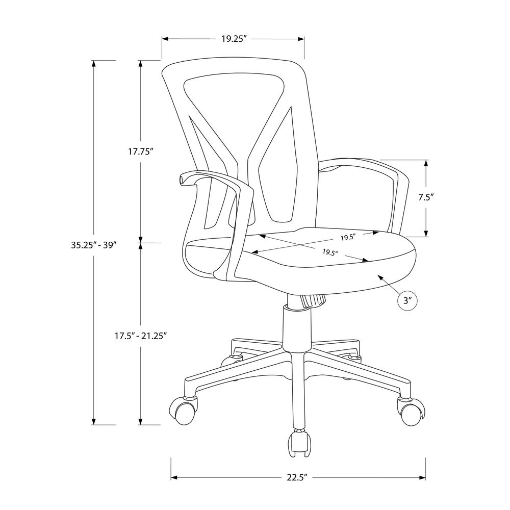 Mare - Office Chair Adjustable Height Swivel Ergonomic Armrests Computer Desk Work