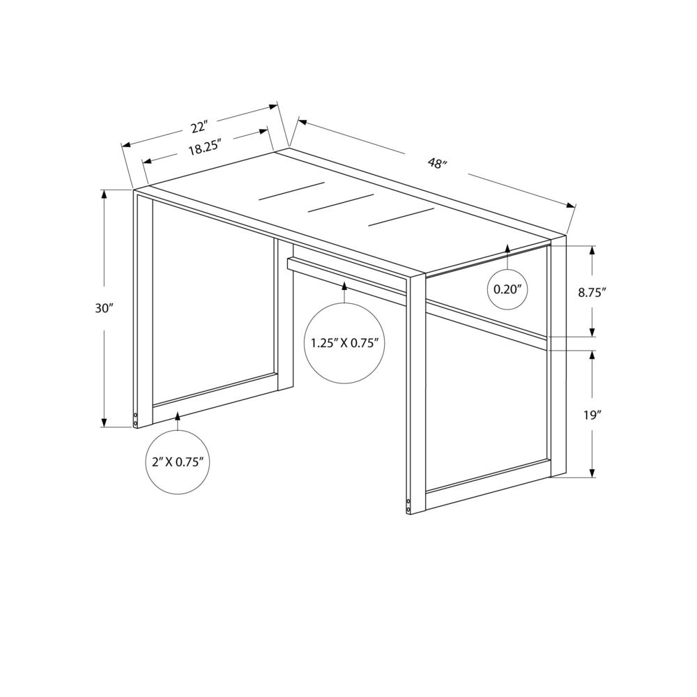 Anila - Computer Desk Home Office Laptop 48"L Work Frosted White Tempered