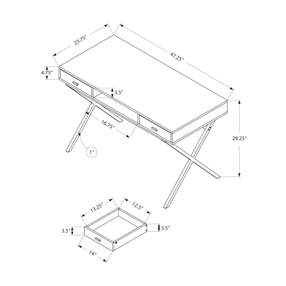 Euclid - Computer Desk Home Office Laptop Storage Drawers 48"L Work Grey