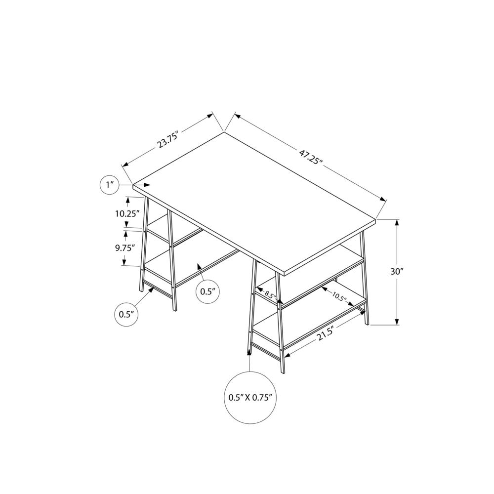 Zurich - Computer Desk Home Office Laptop Storage Shelves 48"L Work Grey