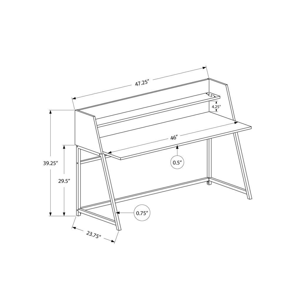 Gendry - Computer Desk Home Office Laptop Storage Shelves 48"L Work Black
