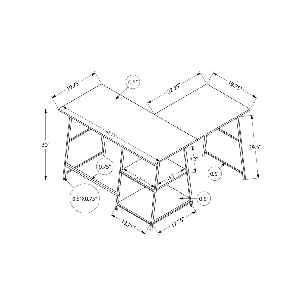 Sherwood - Computer Desk Home Office Corner Storage Shelves 48"L L Shape