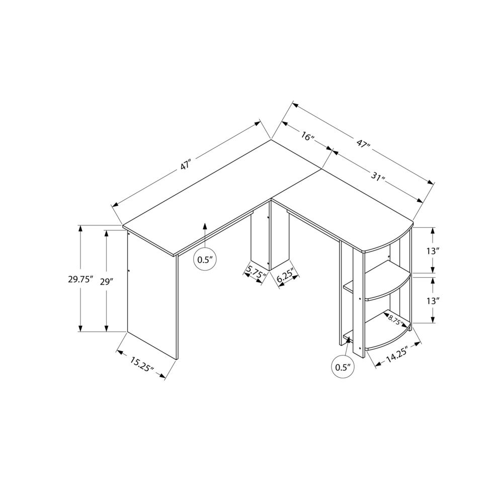 Damani - Computer Desk Home Office Corner Storage Shelves 48"L L Shape