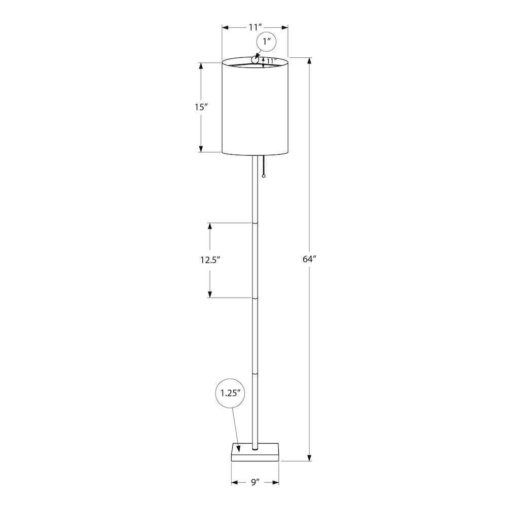 Garron - Lighting 62"H Floor Lamp Brass Metal Ivory / Cream Shade