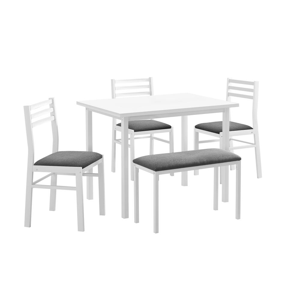 Javan - Dining Set 5pcs Set 40" Rectangular Kitchen Small White Metal