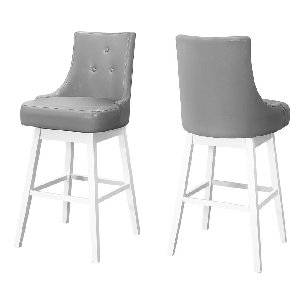 Aubenton - Bar Stool Set Of 2 Swivel Bar Height White Wood