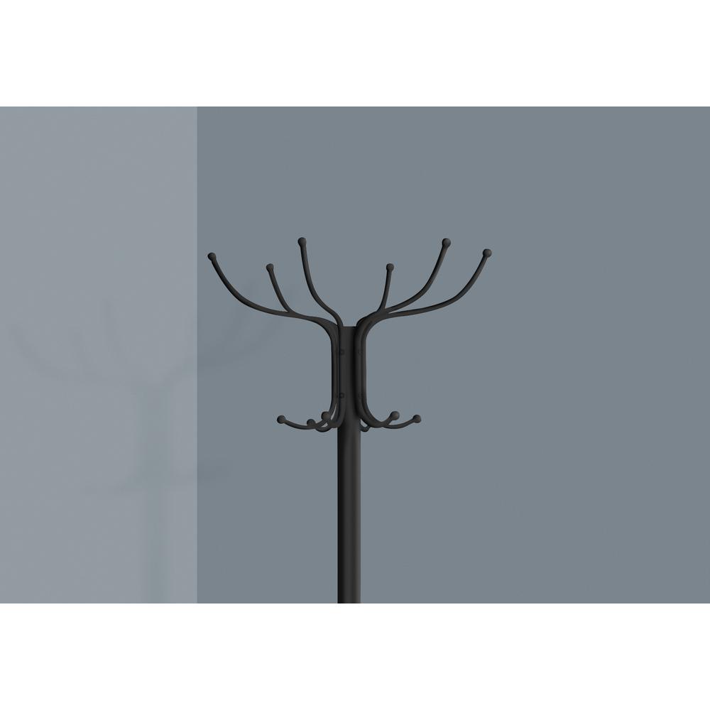 Reuben - Coat Rack Hall Tree 12 Hooks Entryway 70"H Bedroom Black