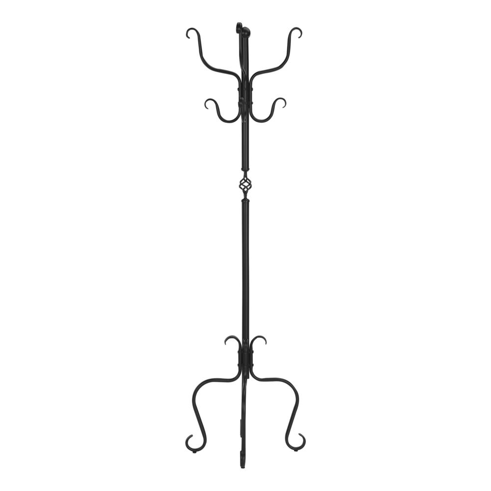 Jed - Coat Rack Hall Tree 8 Hooks Entryway 74"H Bedroom Black