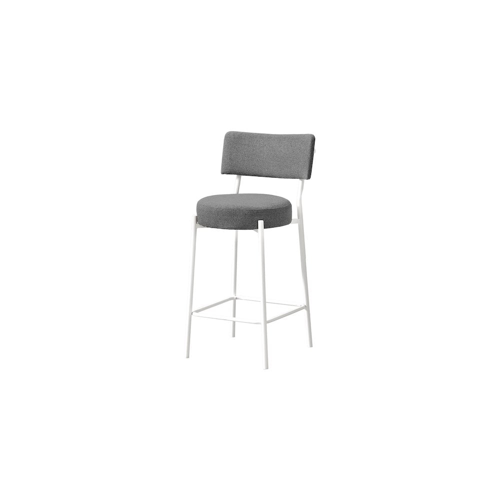 Arlianis - Barstool Counter Height Set Of 2 Kitchen Grey Fabric White