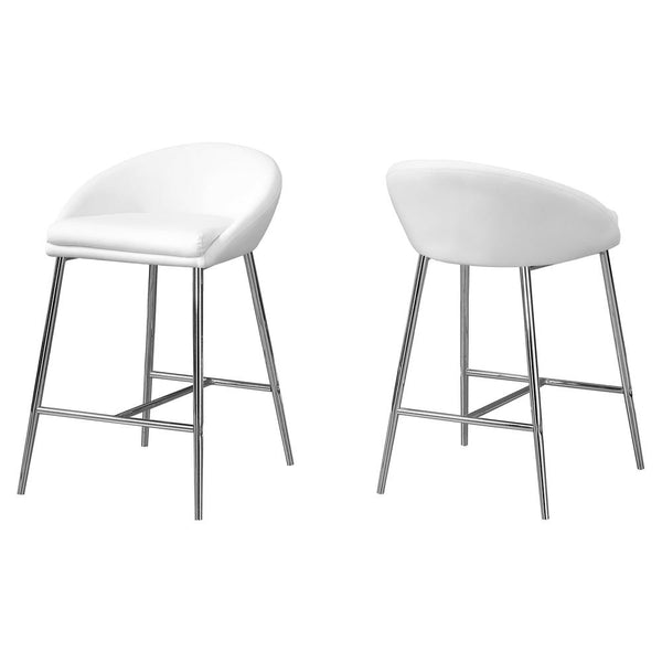 Accent - Bar Stool Set Of 2 Counter Height Kitchen Chrome Metal