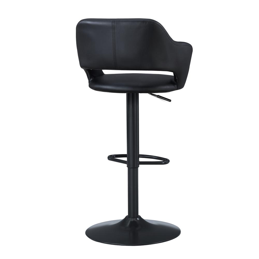 Paul - Bar Stool Swivel Bar Height Adjustable Black Metal Leather Look