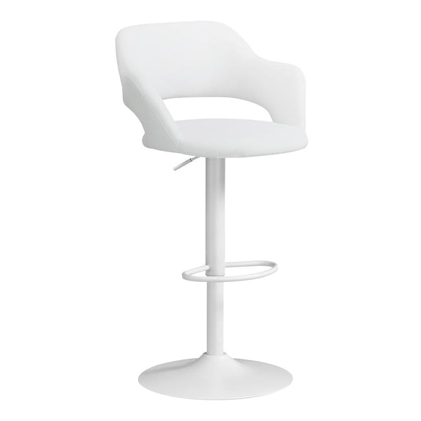 Jevin - Bar Stool Swivel Bar Height Adjustable White Metal Leather Look