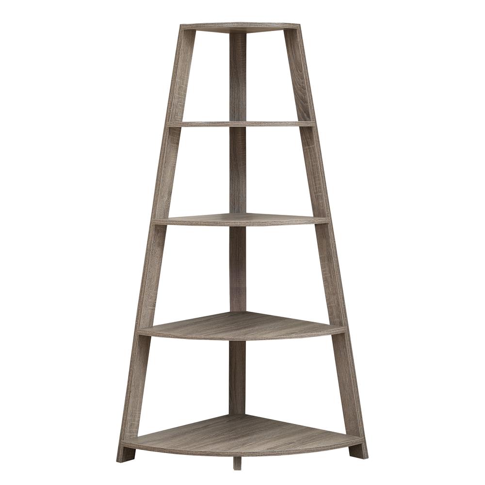 Bilian - Bookshelf Bookcase Etagere Corner 4 Tier 60"H Office Bedroom Brown
