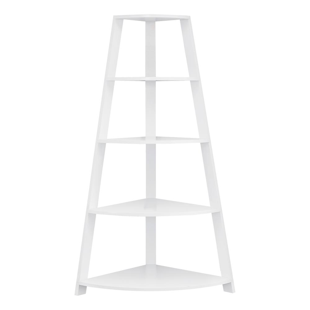 Asleesh - Bookshelf Bookcase Etagere Corner 4 Tier 60"H Office Bedroom White