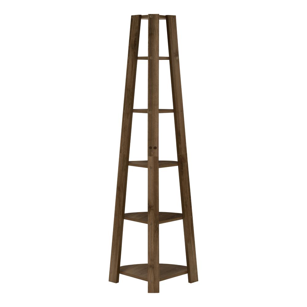 Pemberly - Bookshelf Bookcase Etagere Corner 5 Tier 72"H Office Bedroom Walnut