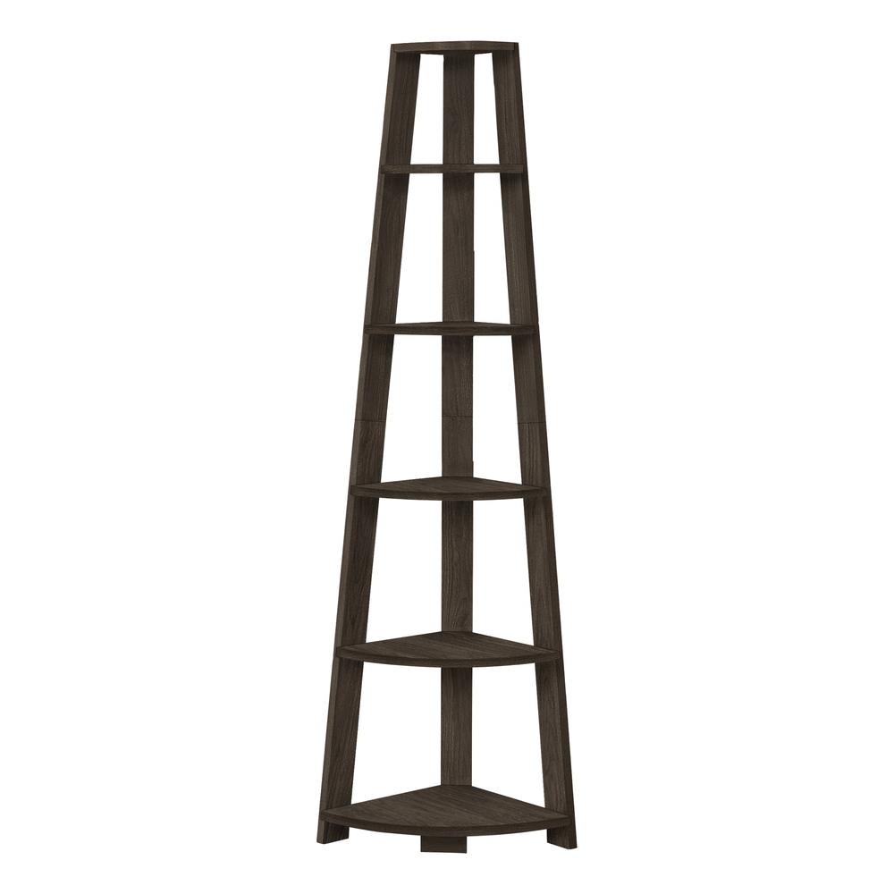 Montclare - Bookshelf Bookcase Etagere Corner 5 Tier 72"H Office Bedroom Brown