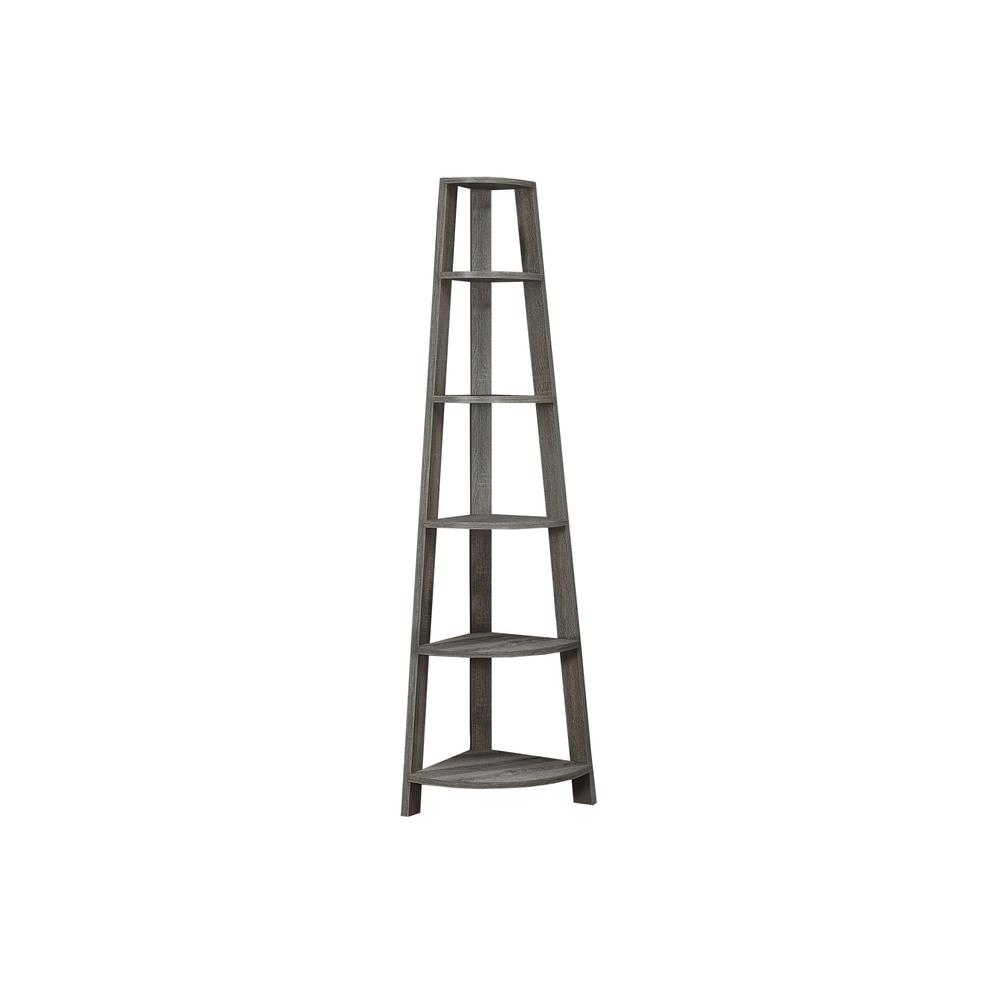 Barnes - Bookshelf Bookcase Etagere Corner 5 Tier 72"H Office Bedroom Brown