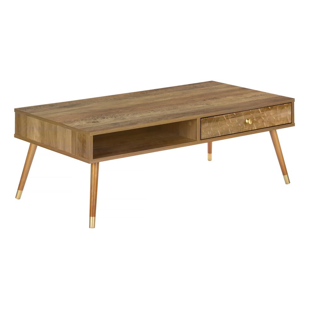 Flax - Coffee Table Accent Cocktail Rectangular Storage Living Room 44"L Walnut