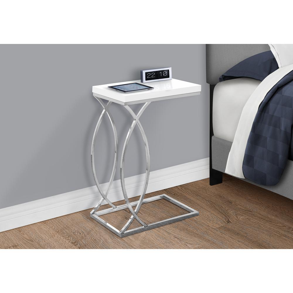 Edeline - Accent Table C-shaped End Side Snack Living Room Bedroom Glossy