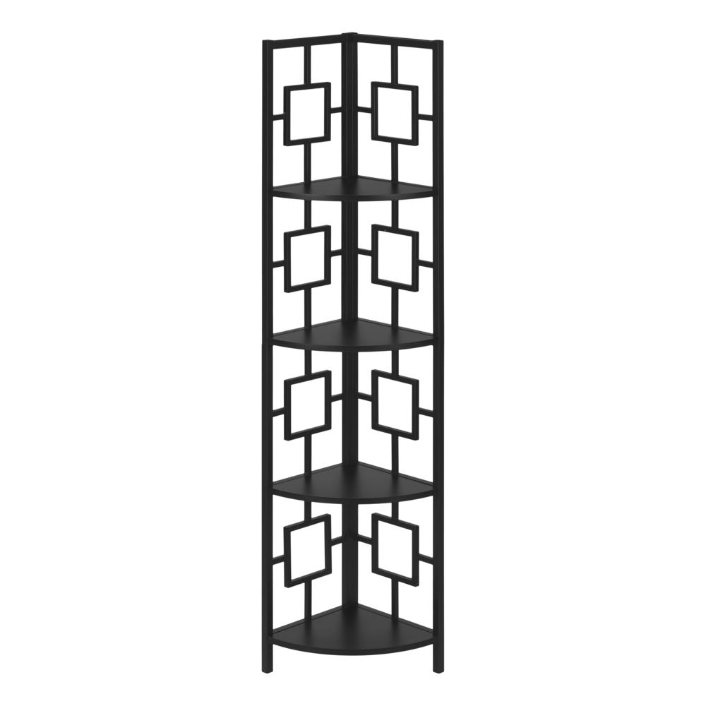 Lisen - Bookshelf Bookcase Etagere Corner 4 Tier 62"H Office Bedroom Black