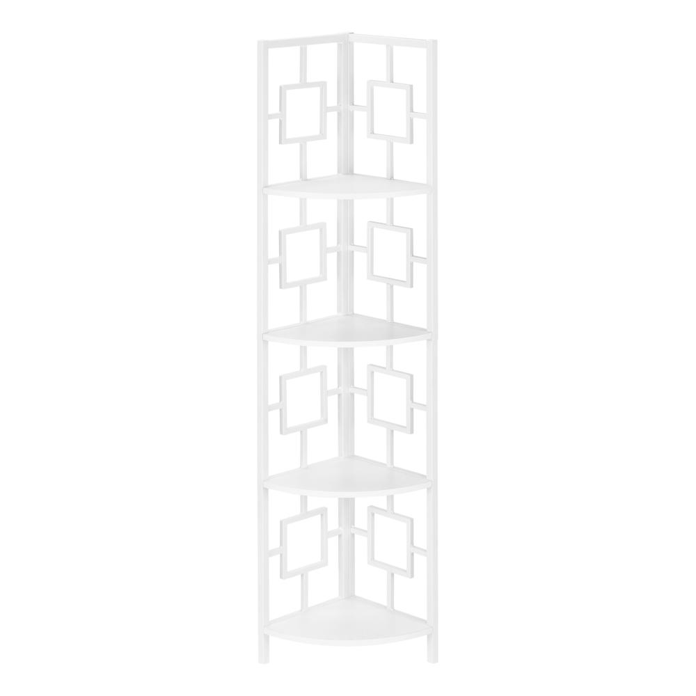 Samuel - Bookshelf Bookcase Etagere Corner 4 Tier 62"H Office Bedroom White